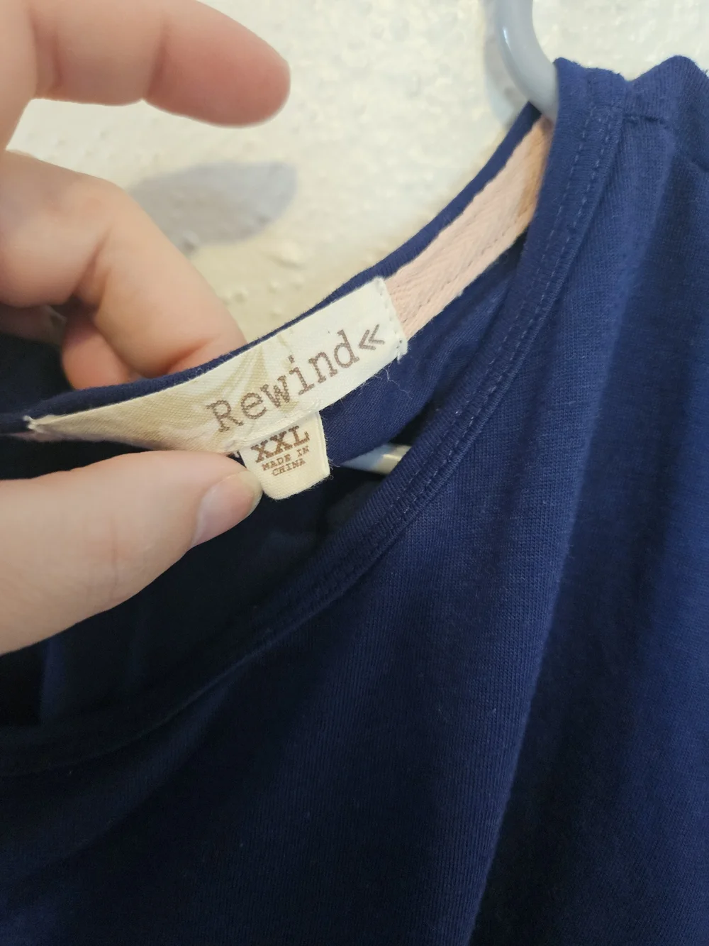 Rewind Navy and Cream Geometric Short Sleeve Blouse - Picture 2 of 5